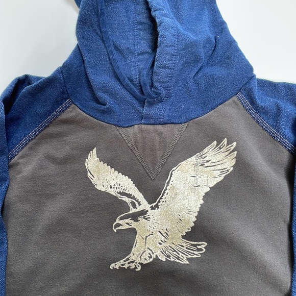 American Eagle Outfitters two color gray and blue hoodie sweatshirt - Picture 2 of 5